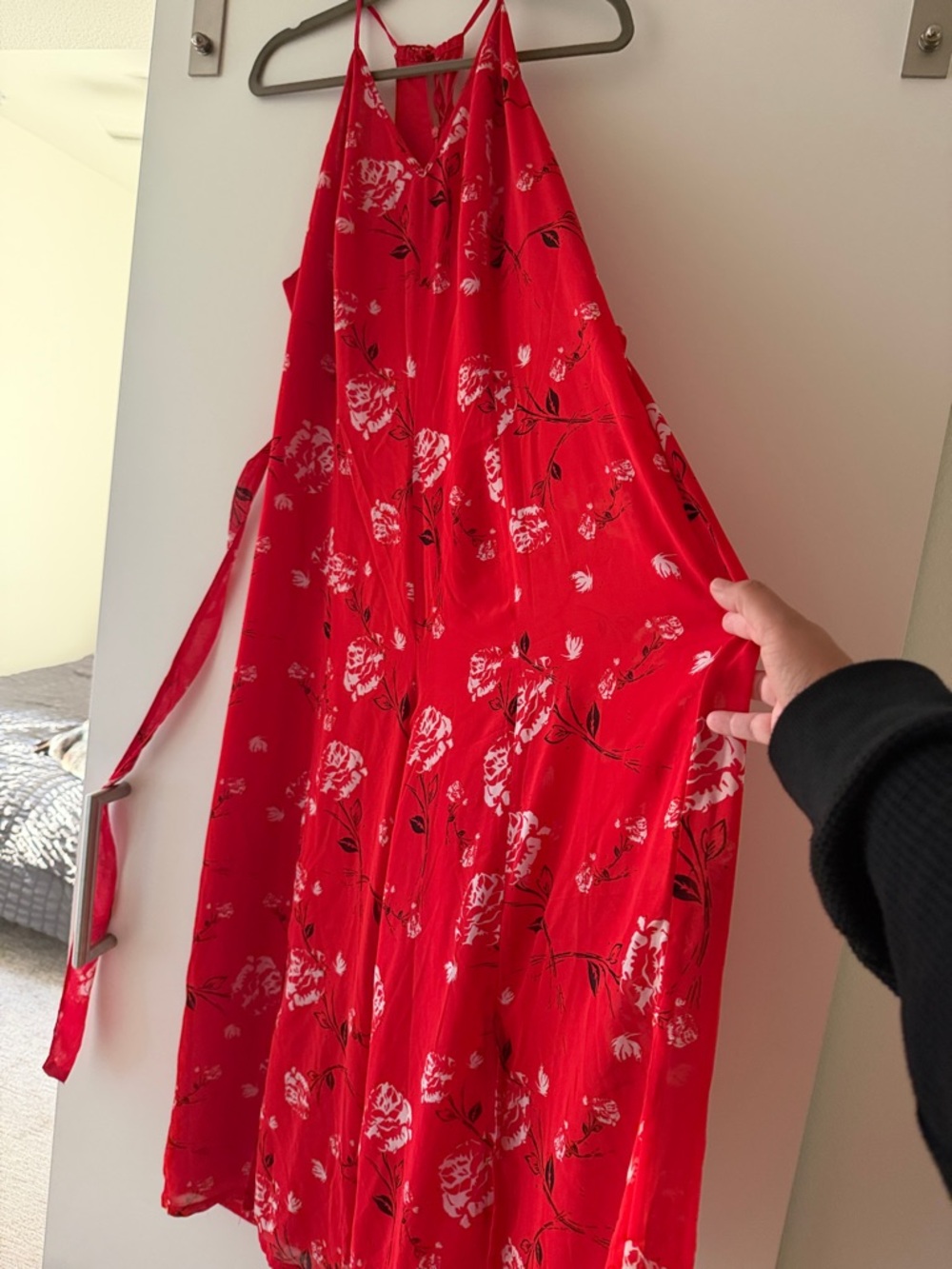 Red Floral Midi Jumpsuit